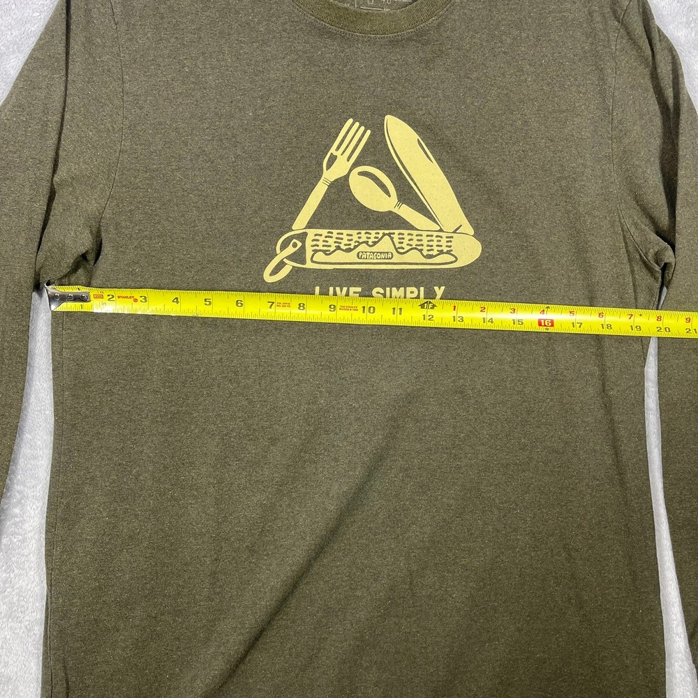 Patagonia Long Sleeve T-Shirt Mens Medium Green Live Simply Graphic Tee - Picture 3 of 7